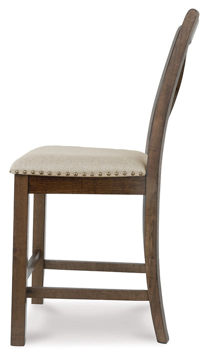 Moriville Counter Height Dining Table and 6 Barstools in Grayish Brown - PKG014920