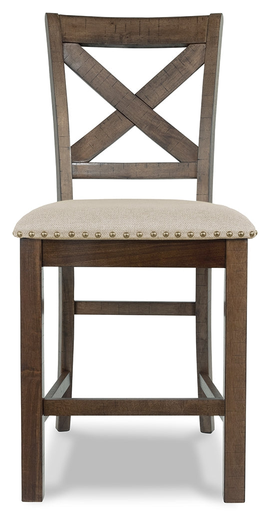 Moriville Counter Height Dining Table and 6 Barstools in Grayish Brown - PKG014920