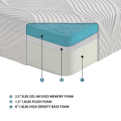 MT-G10CT*2 10" Split California King Gel-Infused Memory Foam Mattress (2-Piece) - MT-G10CT*2