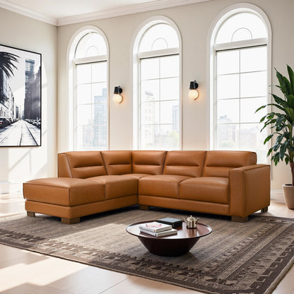 Muncie L-Shaped Sofa with Plush Cushions &amp; Walnut Wood Legs - SEC00403601