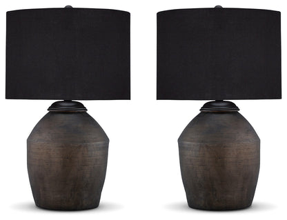 Naareman 2-Piece Table Lamp Set in Metallic Black - PKG019343