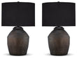 Naareman 2-Piece Table Lamp Set in Metallic Black - PKG019343