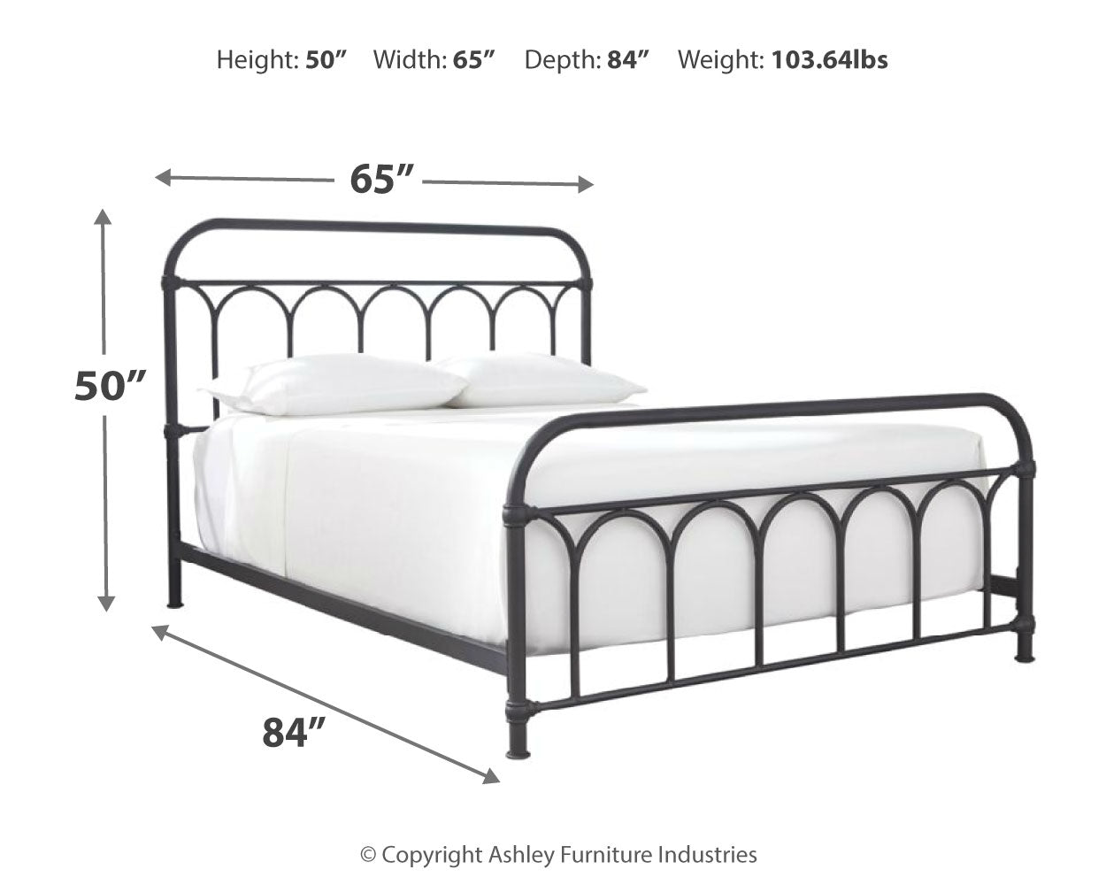 Nashburg Queen Metal Bed with Mattress in Black from Ashley - Luna Furniture