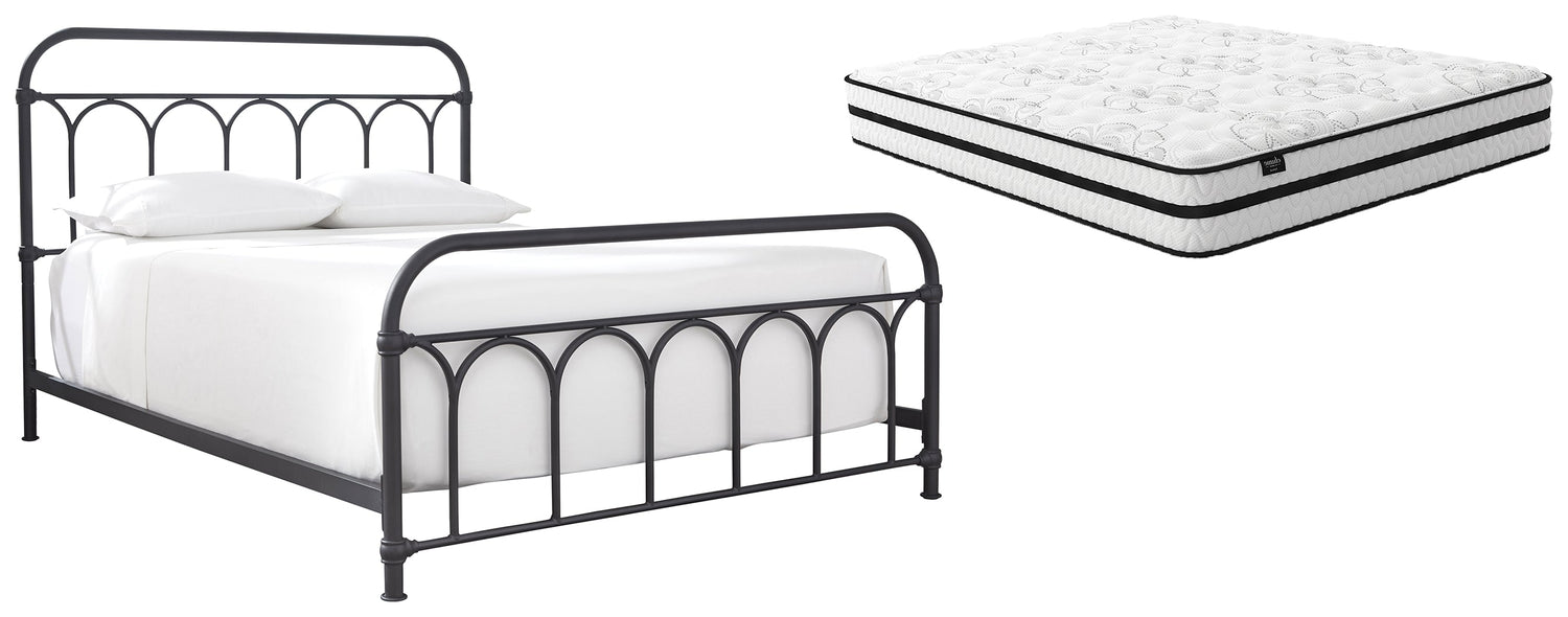 Nashburg Queen Metal Bed with Mattress in Black from Ashley - Luna Furniture