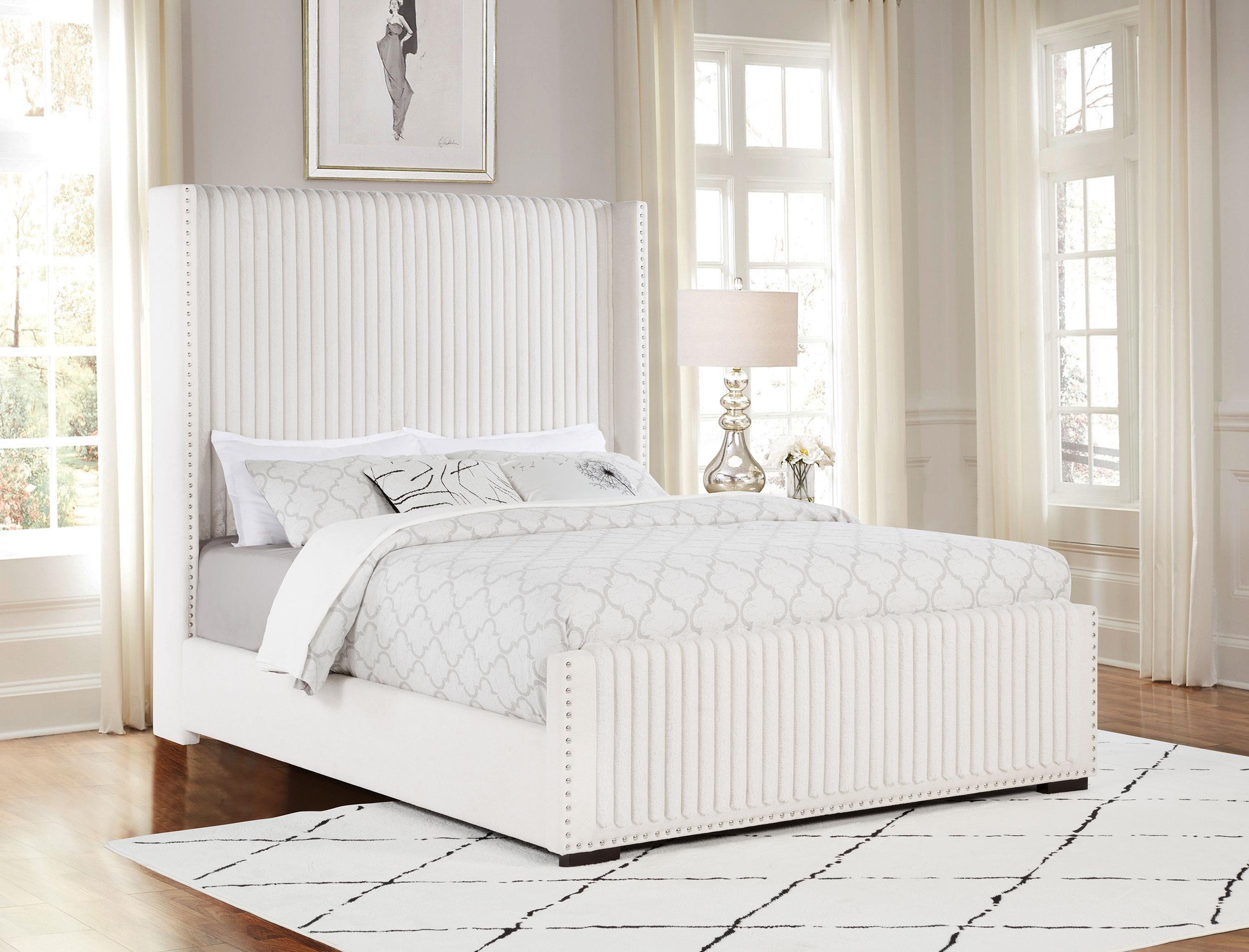 Natasha 69-inch Upholstered California King Bed Cream - 306051KW