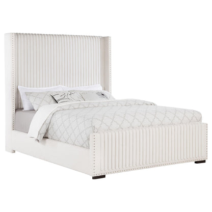 Natasha 69-inch Upholstered Eastern King Wingback Bed Cream - 306051KE