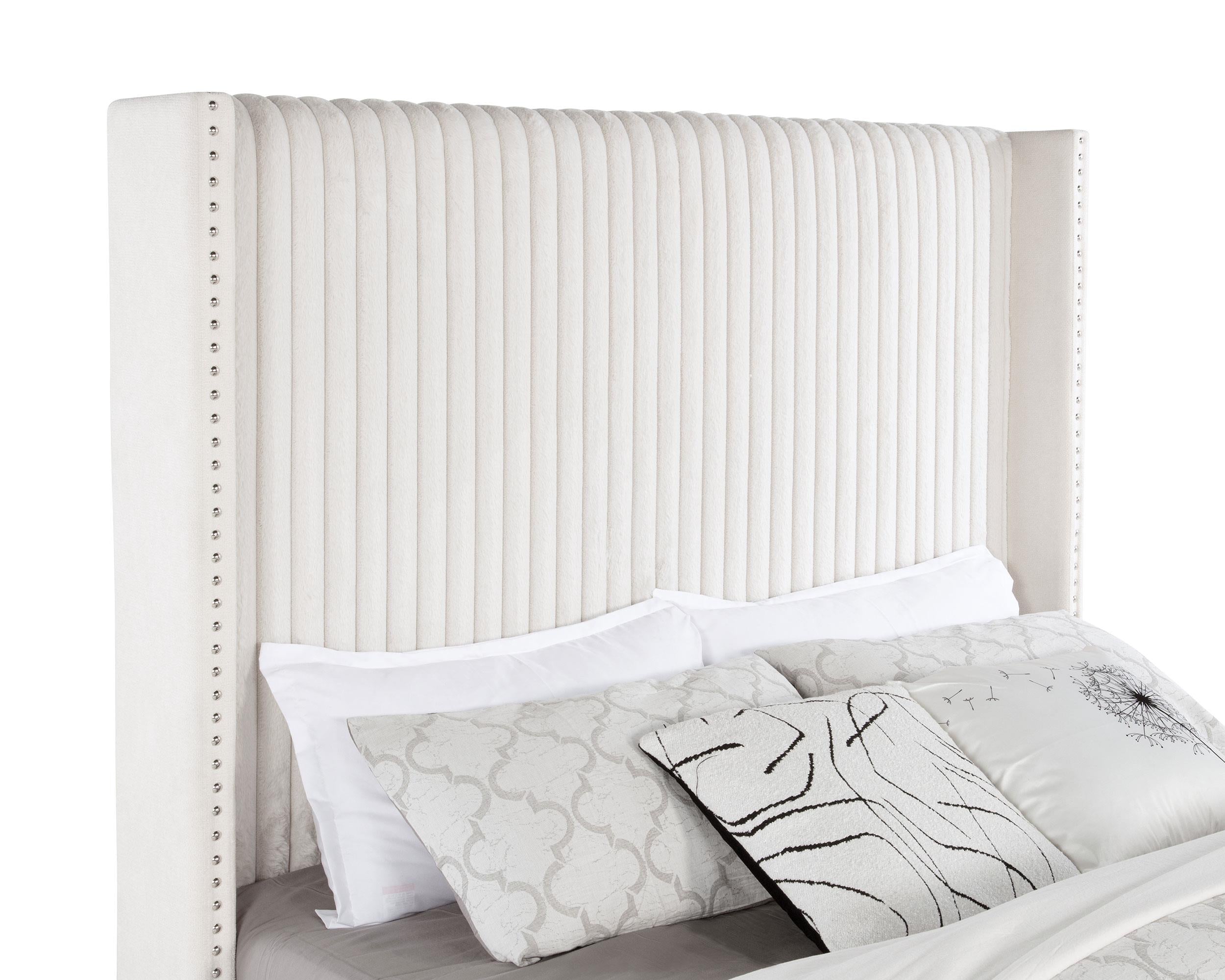 Natasha 69-inch Upholstered Queen Wingback Bed Cream - 306051Q