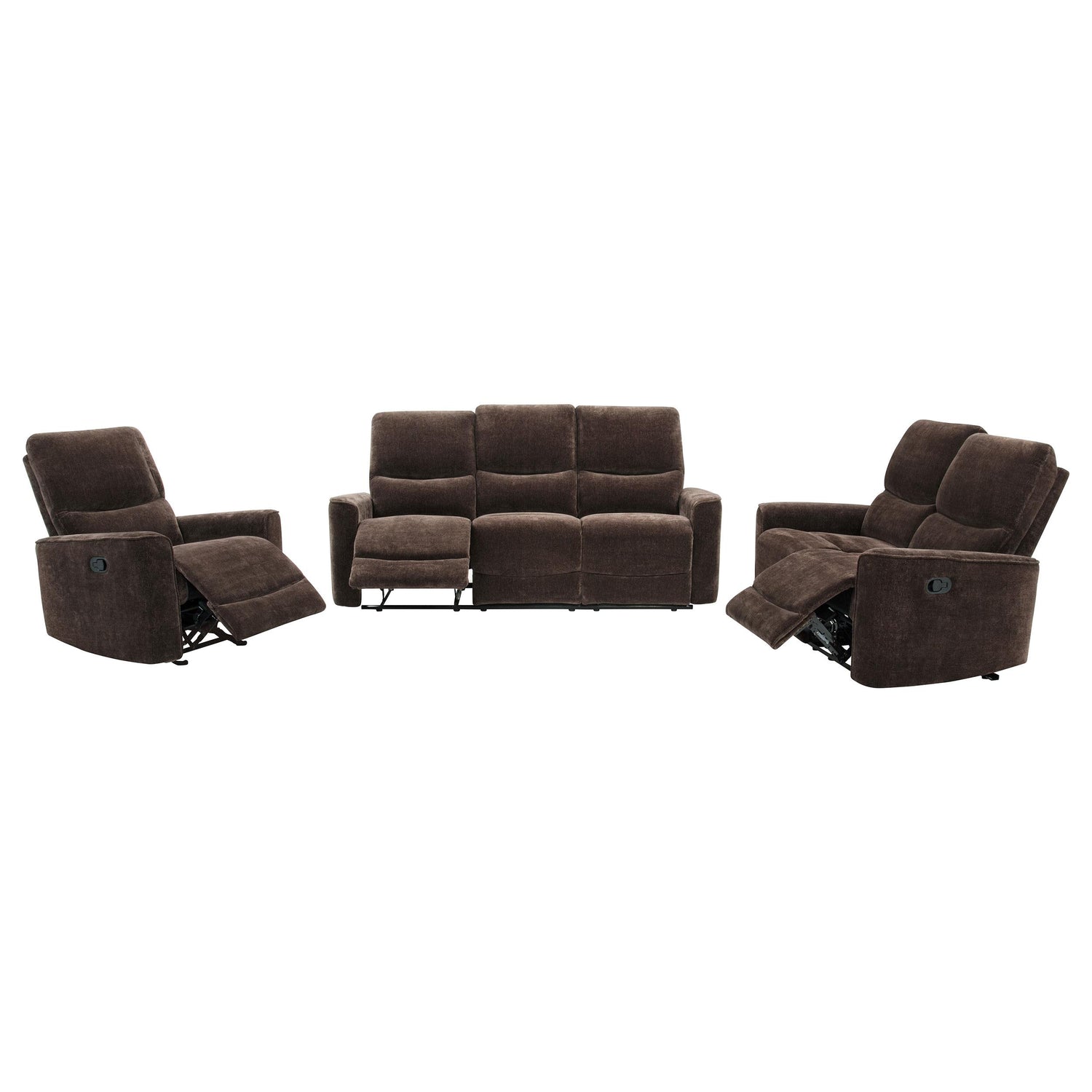 Navarro 3-piece Upholstered Reclining Sofa Set Dark Brown - 609571-S3