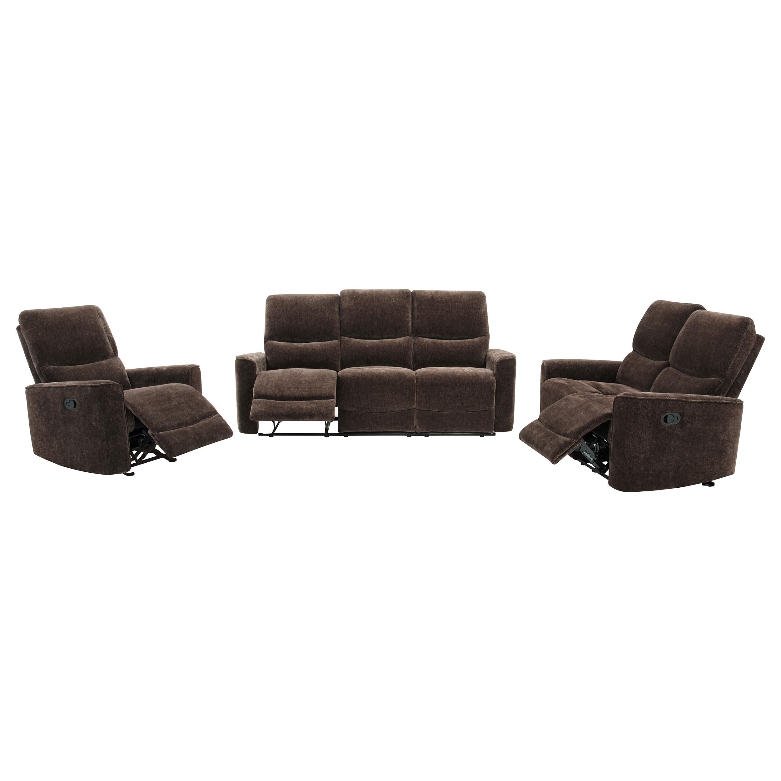 Navarro 3-piece Upholstered Reclining Sofa Set Dark Brown - 609571-S3