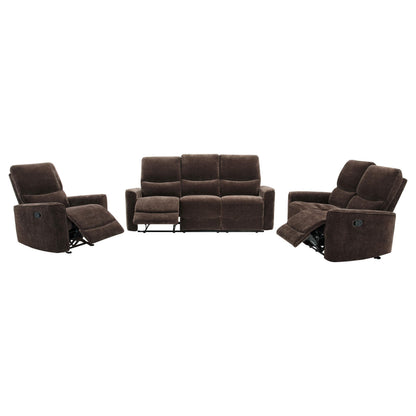 Navarro 3-piece Upholstered Reclining Sofa Set Dark Brown - 609571-S3