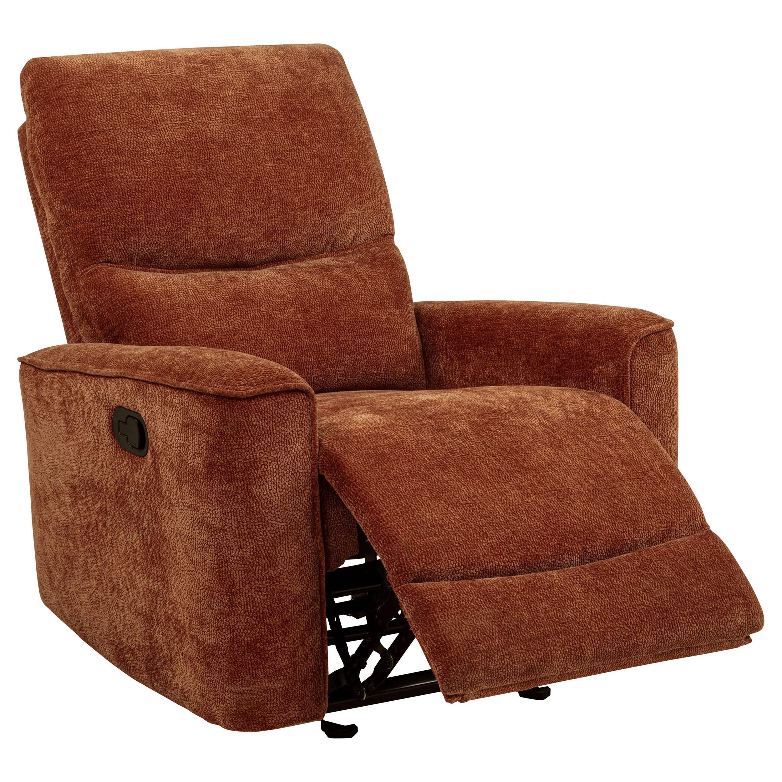 Navarro Chenille Upholstered Glider Recliner Burnt Orange - 609576