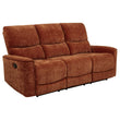 Navarro Chenille Upholstered Reclining Sofa Burnt Orange - 609574