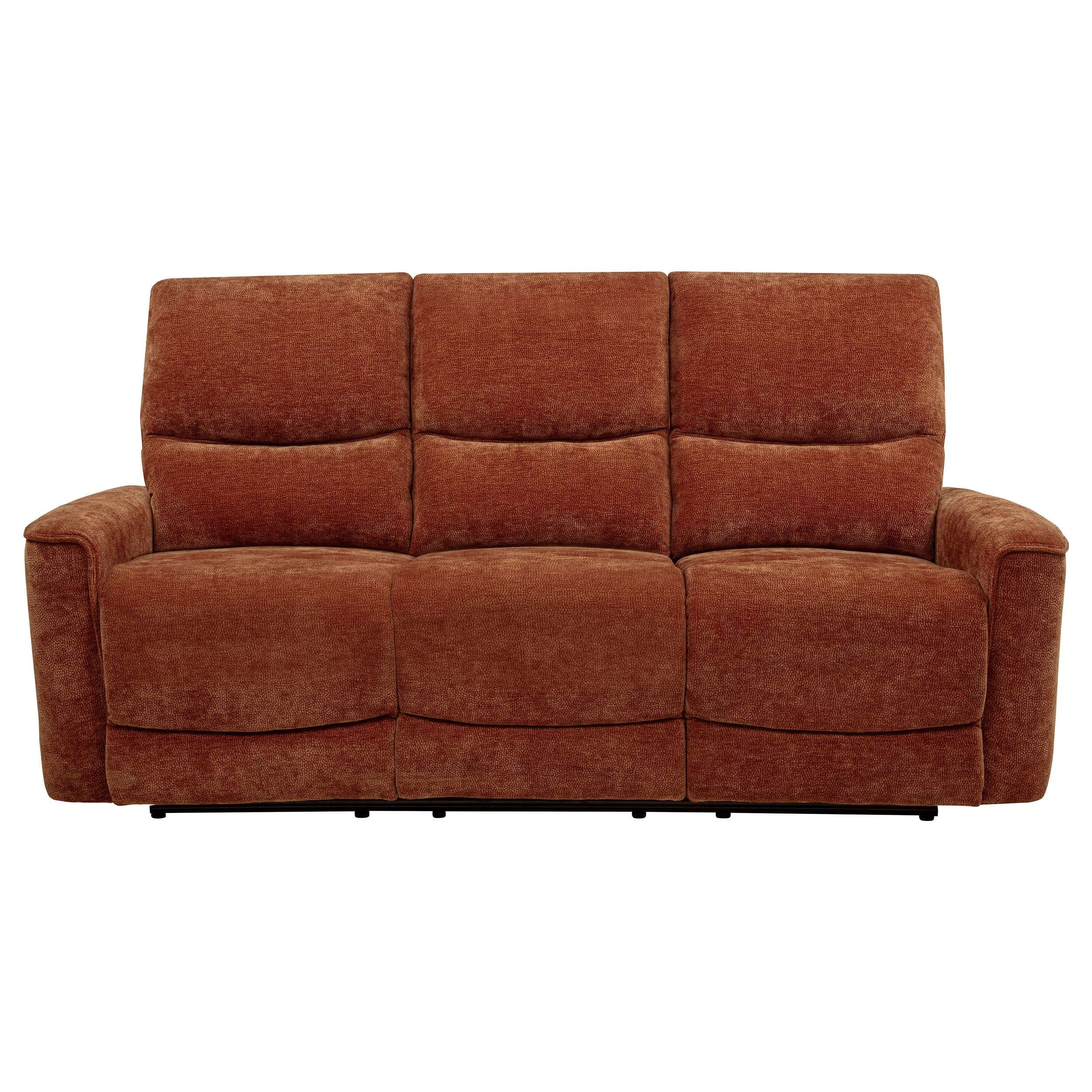 Navarro Chenille Upholstered Reclining Sofa Burnt Orange - 609574