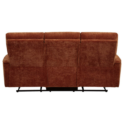 Navarro Chenille Upholstered Reclining Sofa Burnt Orange - 609574
