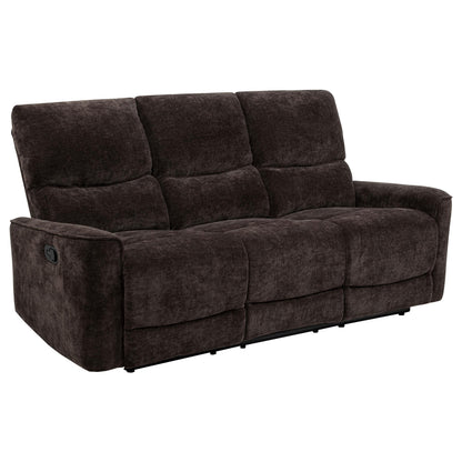 Navarro Chenille Upholstered Reclining Sofa Dark Brown - 609571