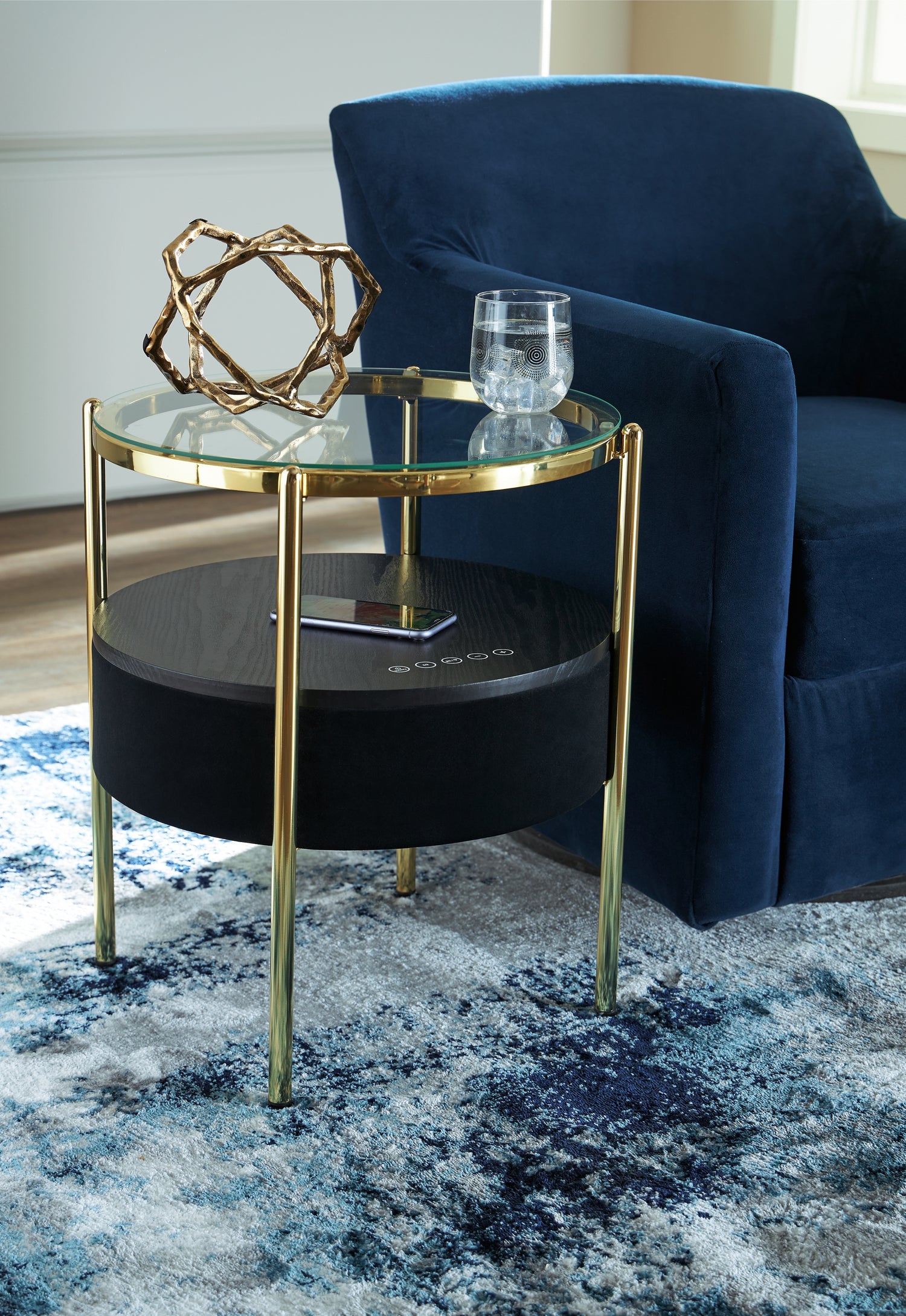 Nedman Black/Gold Finish Accent Table - A4000669