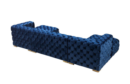 Neva Blue Velvet Double Chaise 138" Sectional - NEVABLUE-SEC