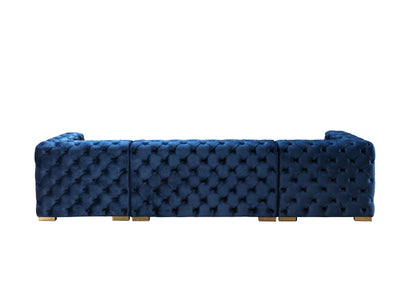 Neva Blue Velvet Double Chaise 138" Sectional - NEVABLUE-SEC