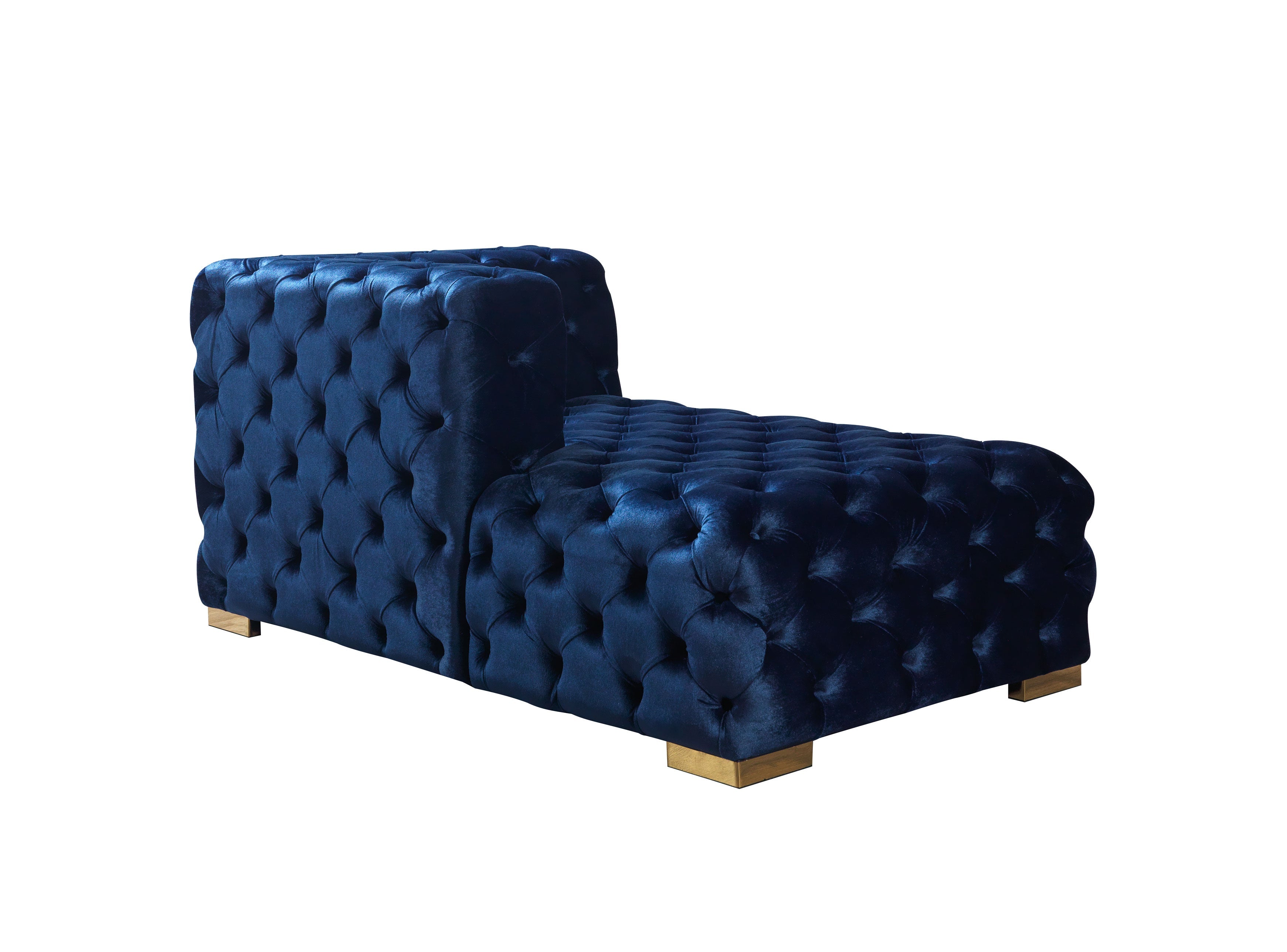 Neva Blue Velvet Double Chaise 138" Sectional - NEVABLUE-SEC