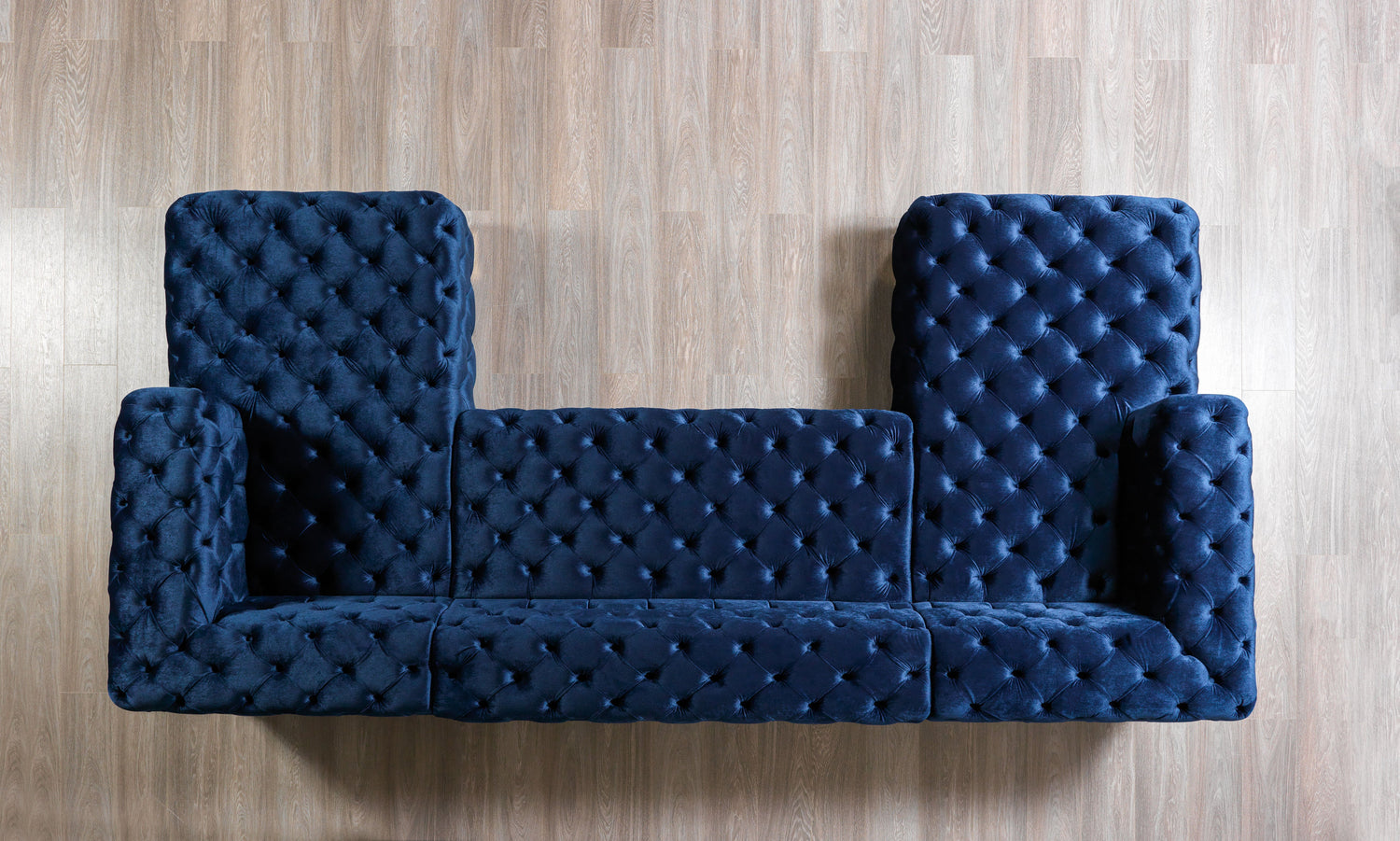 Neva Blue Velvet Double Chaise 138" Sectional - NEVABLUE-SEC