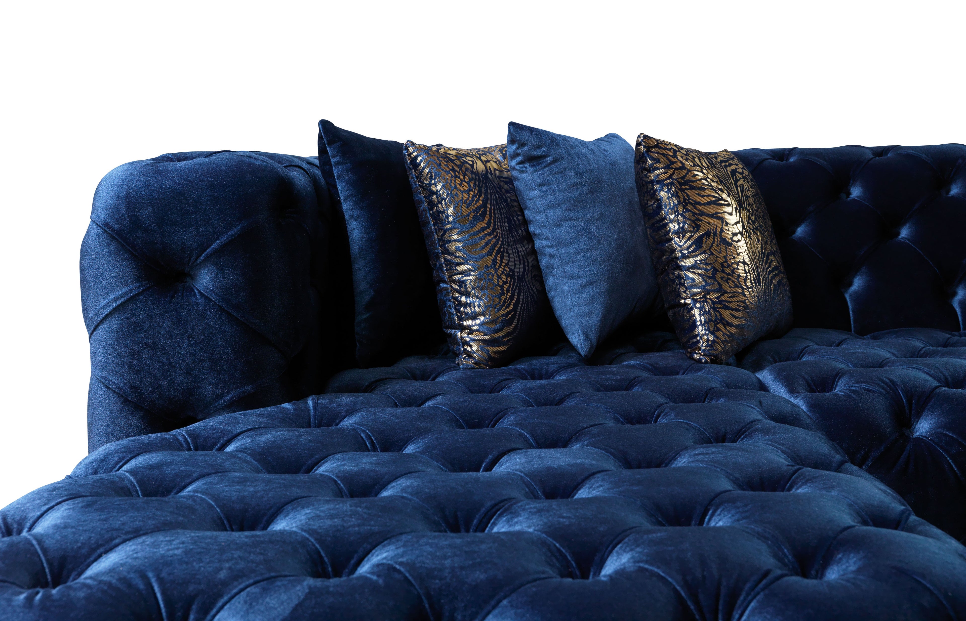 Neva Blue Velvet Double Chaise 138" Sectional - NEVABLUE-SEC