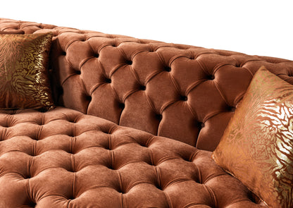Neva Orange Velvet Double Chaise 138" Sectional - NEVAORANGE-SEC