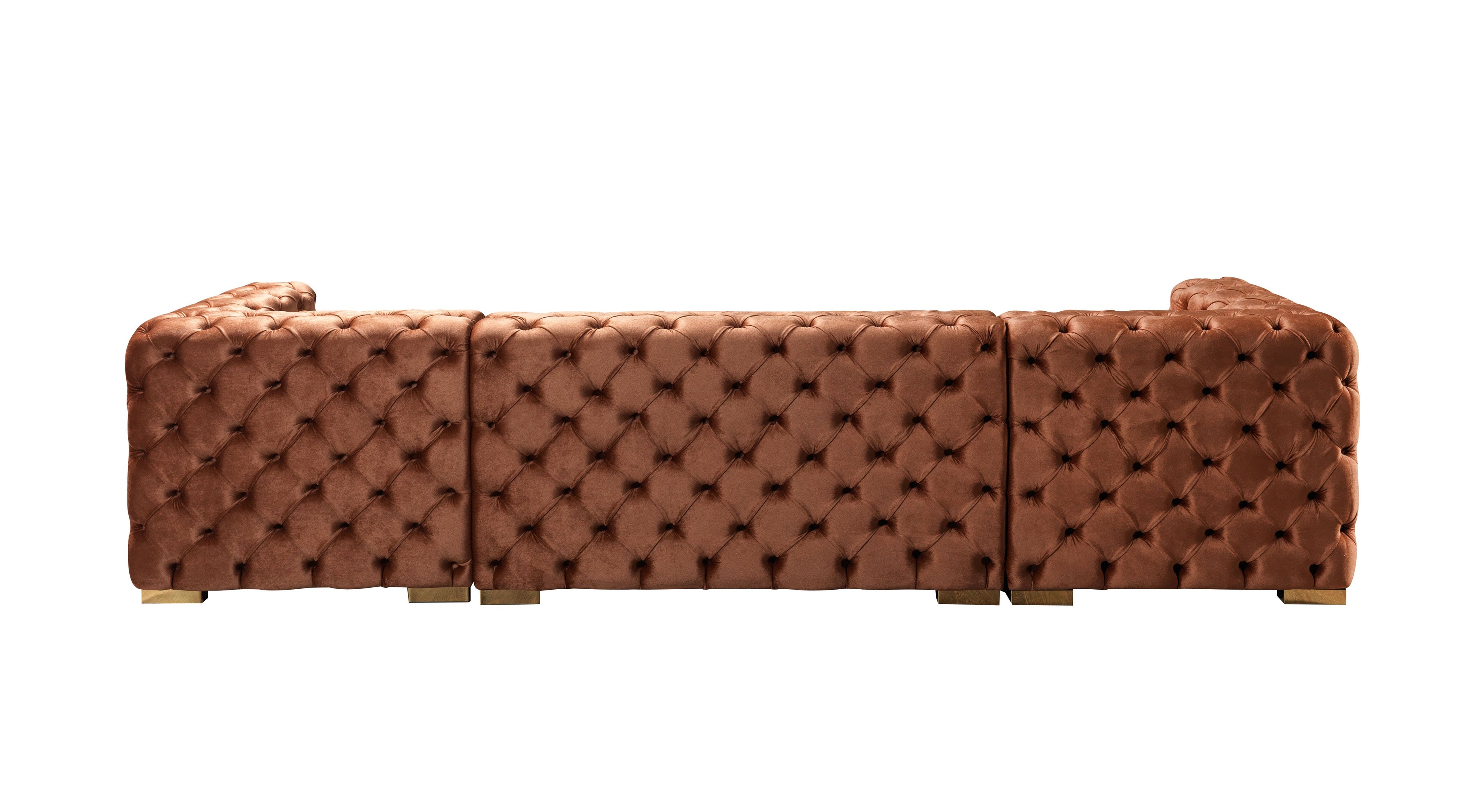 Neva Orange Velvet Double Chaise 138" Sectional - NEVAORANGE-SEC
