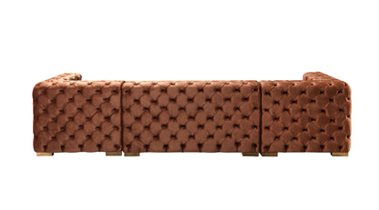 Neva Orange Velvet Double Chaise 138" Sectional - NEVAORANGE-SEC