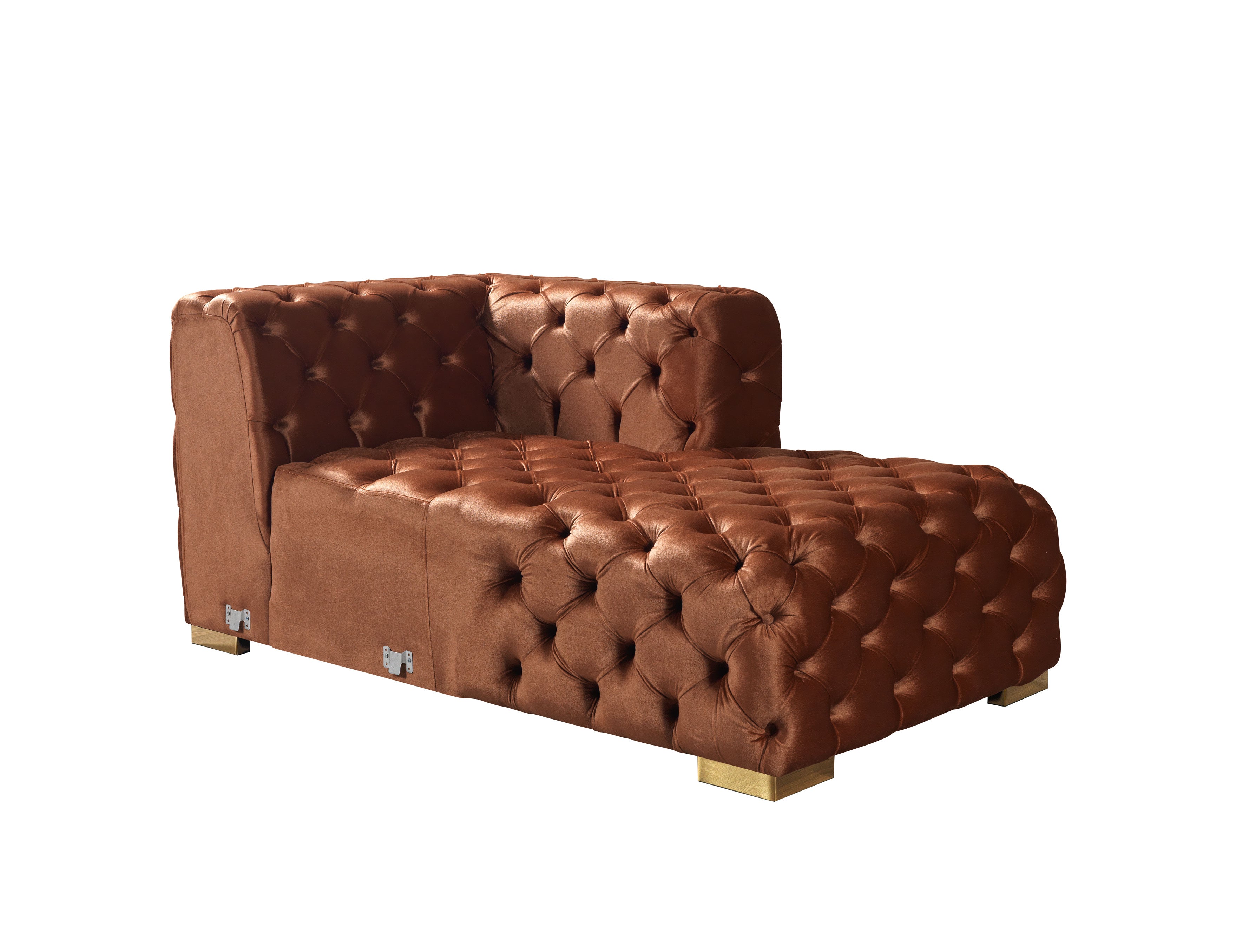 Neva Orange Velvet Double Chaise 138" Sectional - NEVAORANGE-SEC