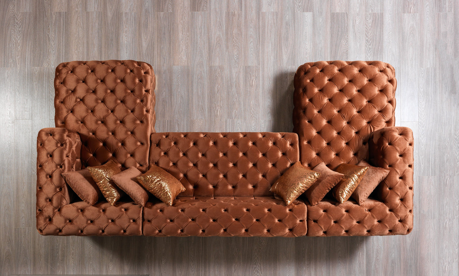 Neva Orange Velvet Double Chaise 138" Sectional - NEVAORANGE-SEC