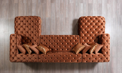 Neva Orange Velvet Double Chaise 138" Sectional - NEVAORANGE-SEC