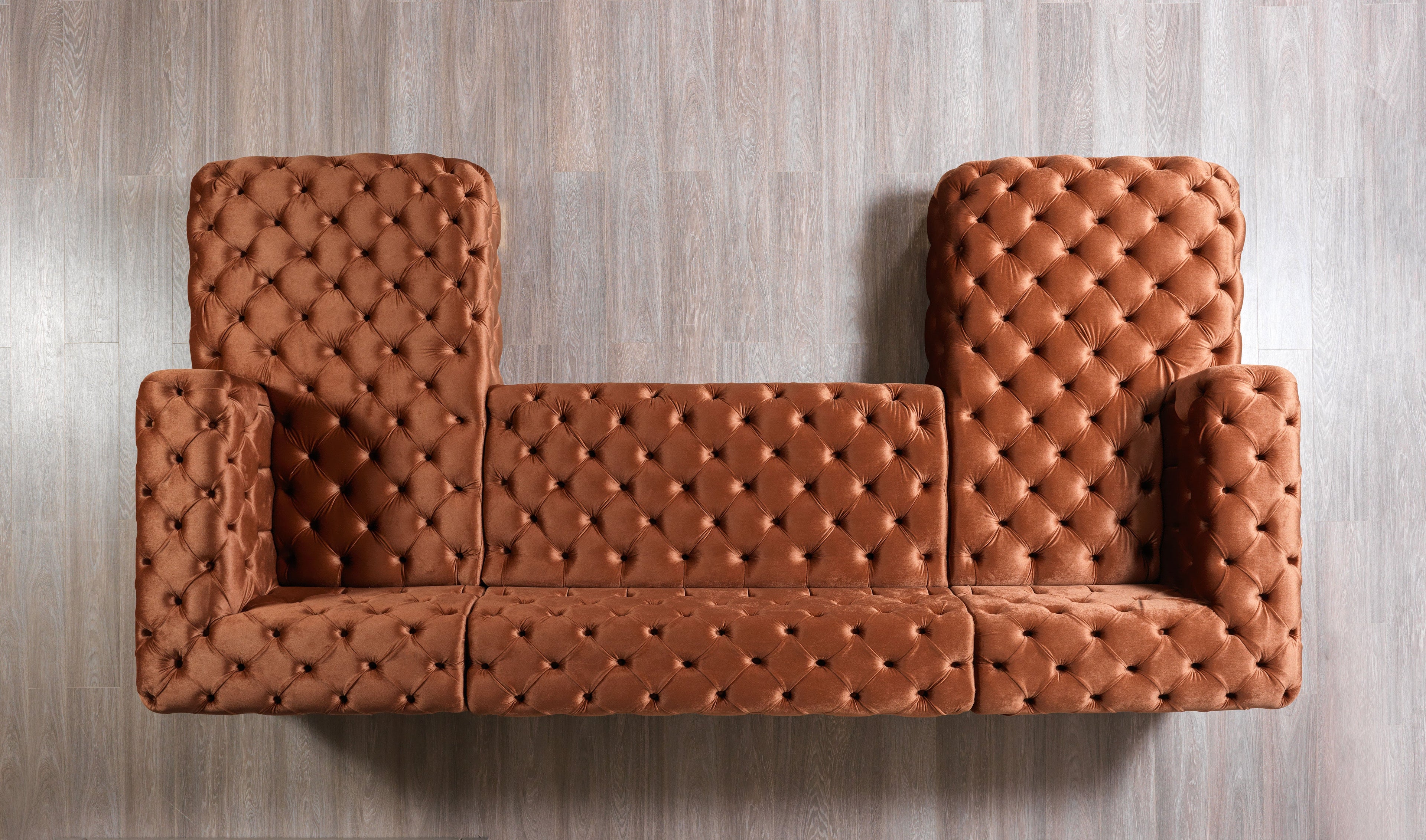Neva Orange Velvet Double Chaise 138" Sectional - NEVAORANGE-SEC