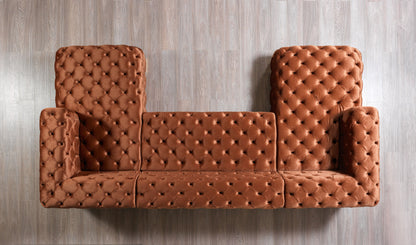Neva Orange Velvet Double Chaise 138" Sectional - NEVAORANGE-SEC