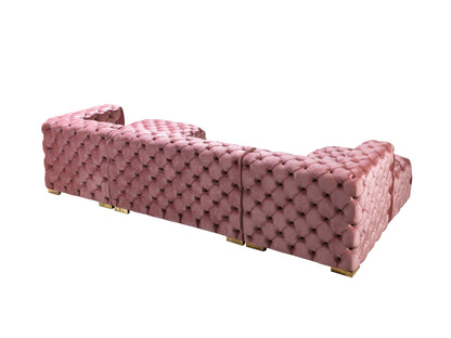 Neva Pink Velvet Double Chaise 138" Sectional - NEVAPINK-SEC