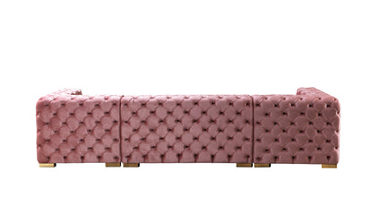 Neva Pink Velvet Double Chaise 138" Sectional - NEVAPINK-SEC