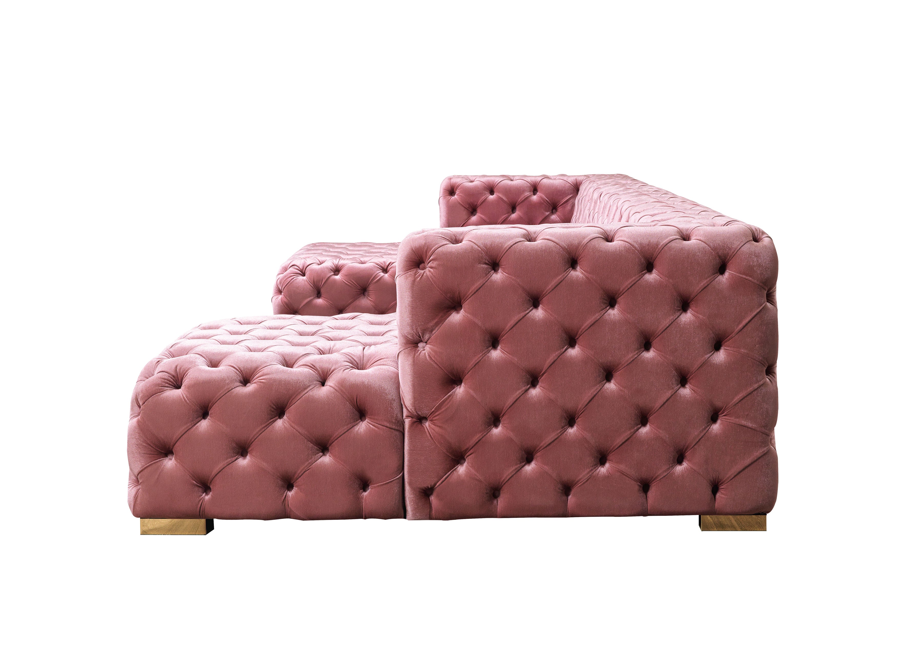 Neva Pink Velvet Double Chaise 138" Sectional - NEVAPINK-SEC