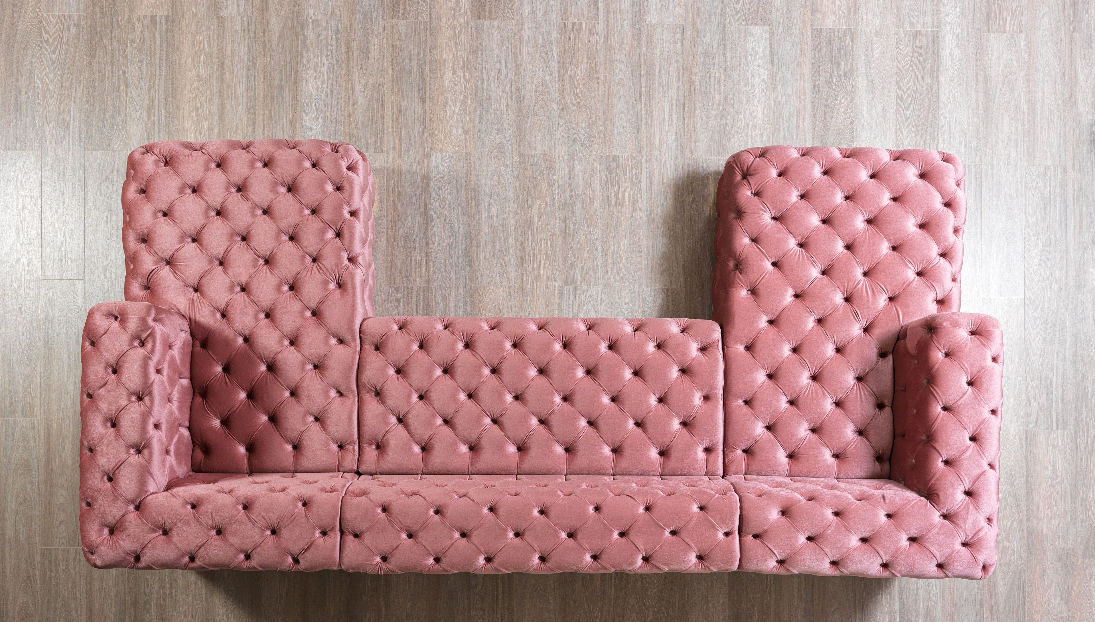 Neva Pink Velvet Double Chaise 138" Sectional - NEVAPINK-SEC