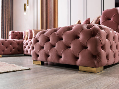 Neva Pink Velvet Double Chaise 138" Sectional - NEVAPINK-SEC