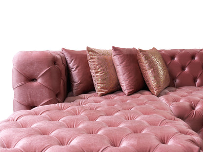 Neva Pink Velvet Double Chaise 138" Sectional - NEVAPINK-SEC