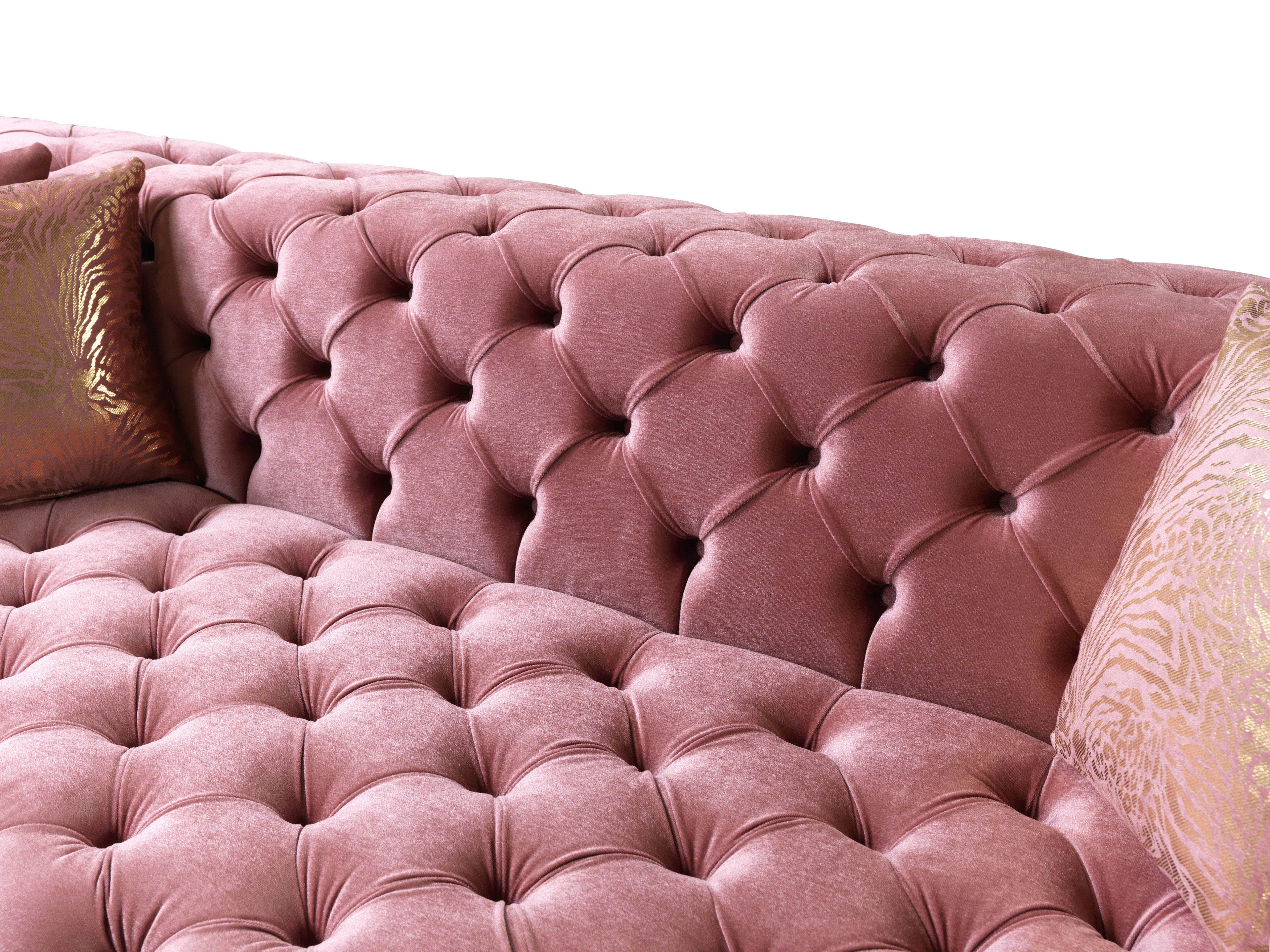Neva Pink Velvet Double Chaise 138" Sectional - NEVAPINK-SEC