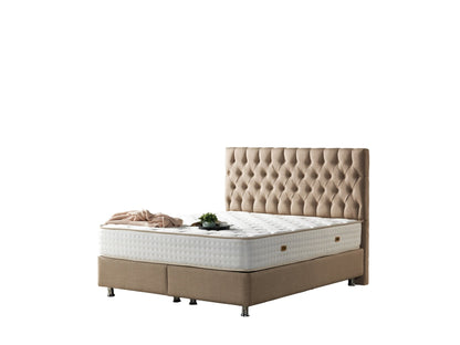 Nevada Queen Storage Bed With Headboard in Cream