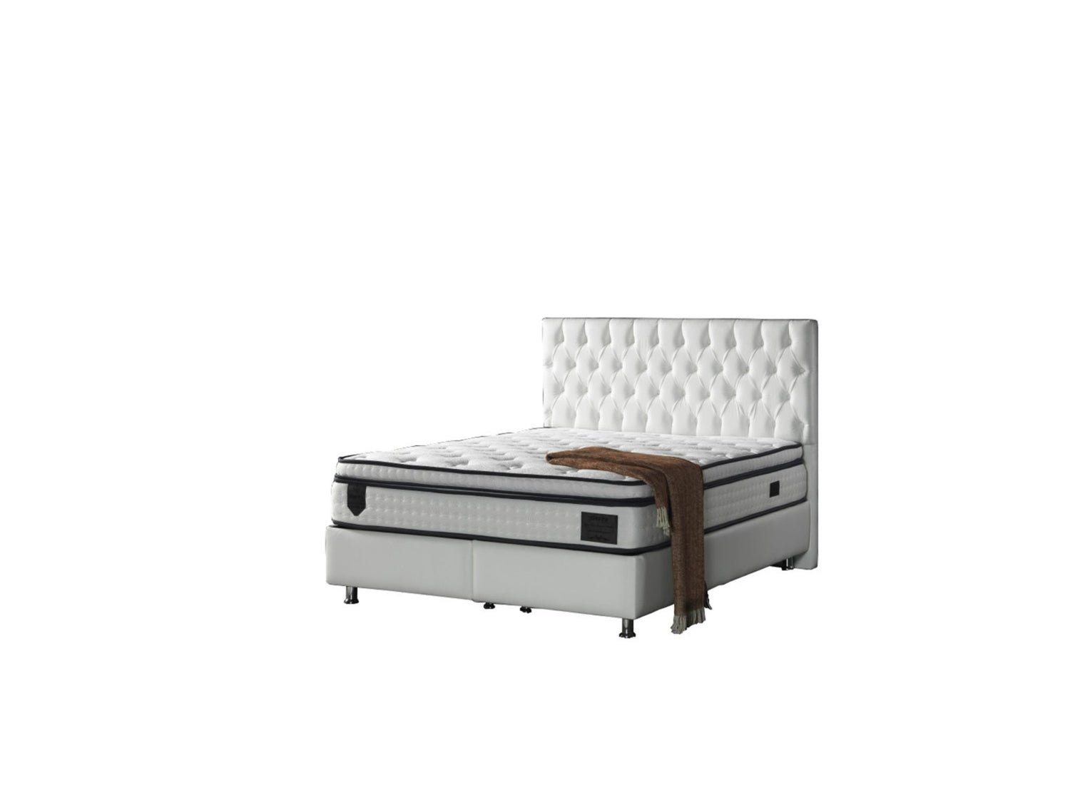 Nevada Queen Storage Bed With Headboard Vinyl in White