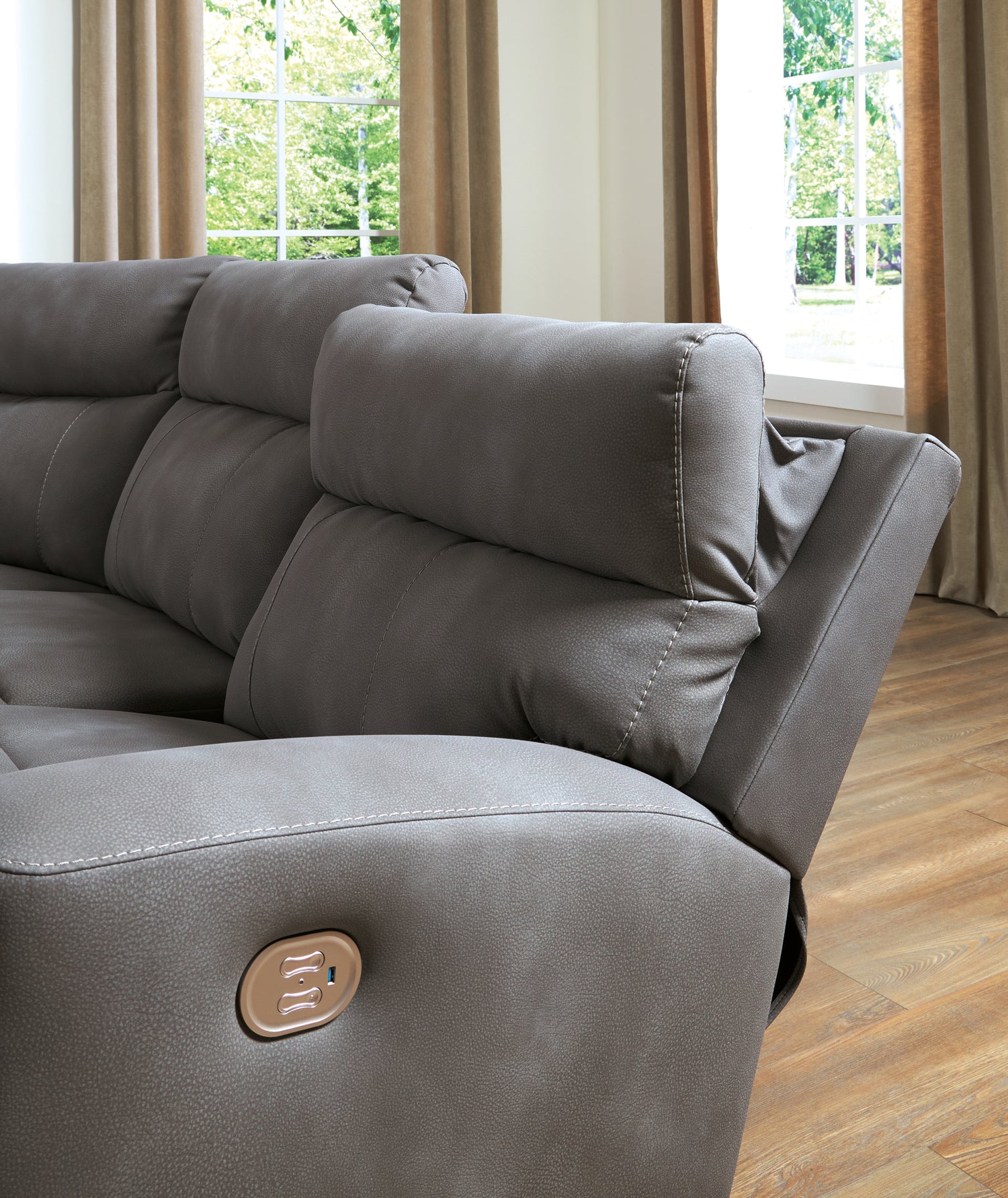 Next-Gen DuraPella Slate 5-Piece Power Reclining Sectional - 61003S6