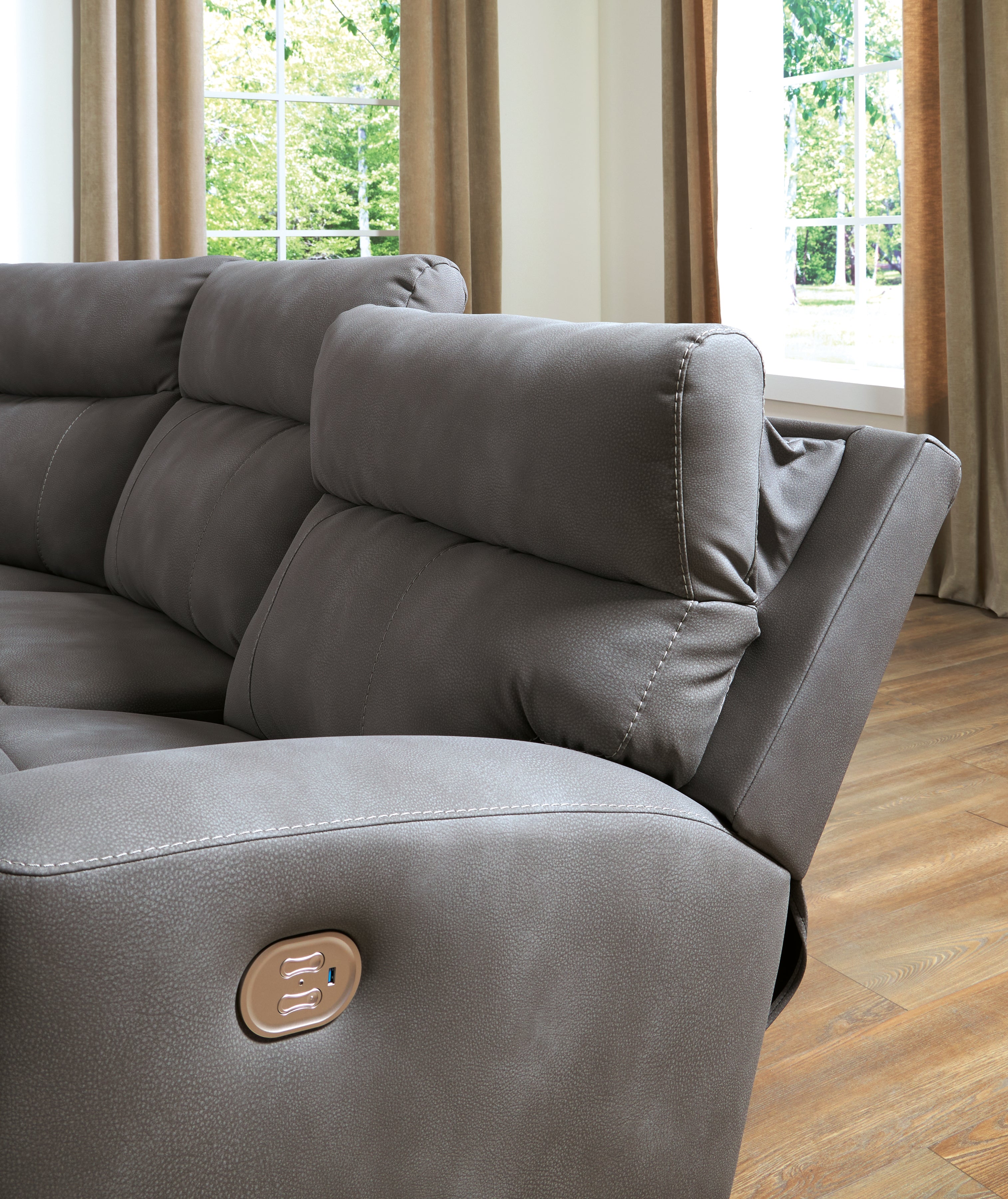 Next-Gen DuraPella Slate 5-Piece Power Reclining Sectional - 61003S6