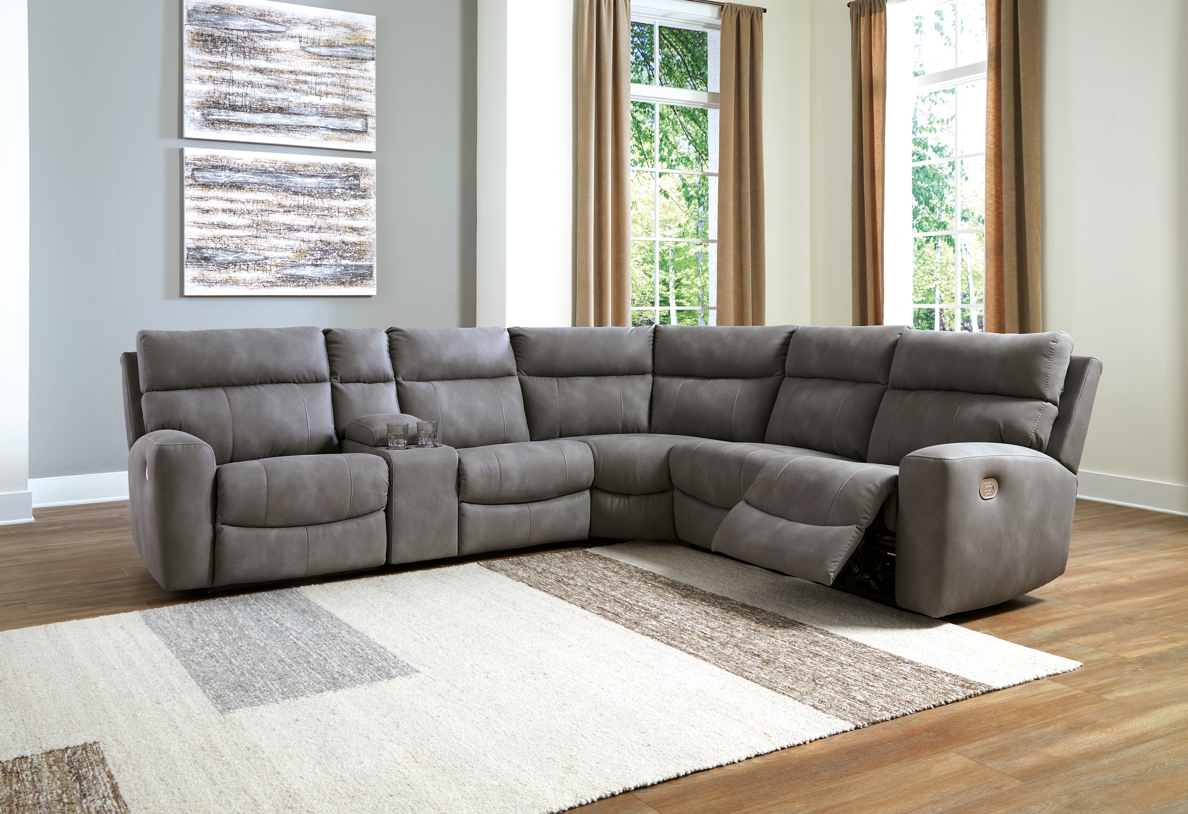 Next-Gen DuraPella Slate 6-Piece Power Reclining Sectional - 61003S7