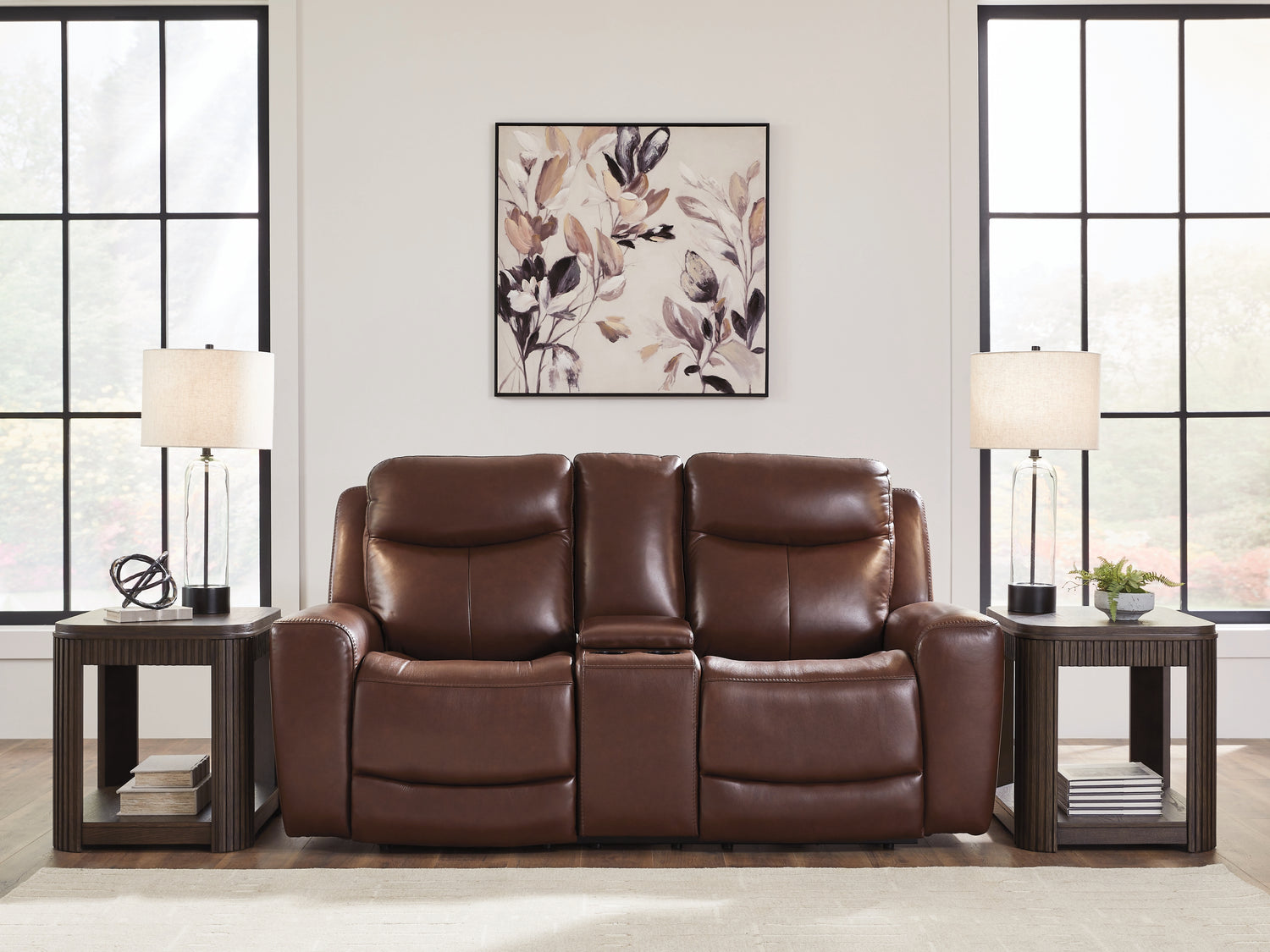 Next Move Mahogany Power Reclining Loveseat with Console - PCU1210218