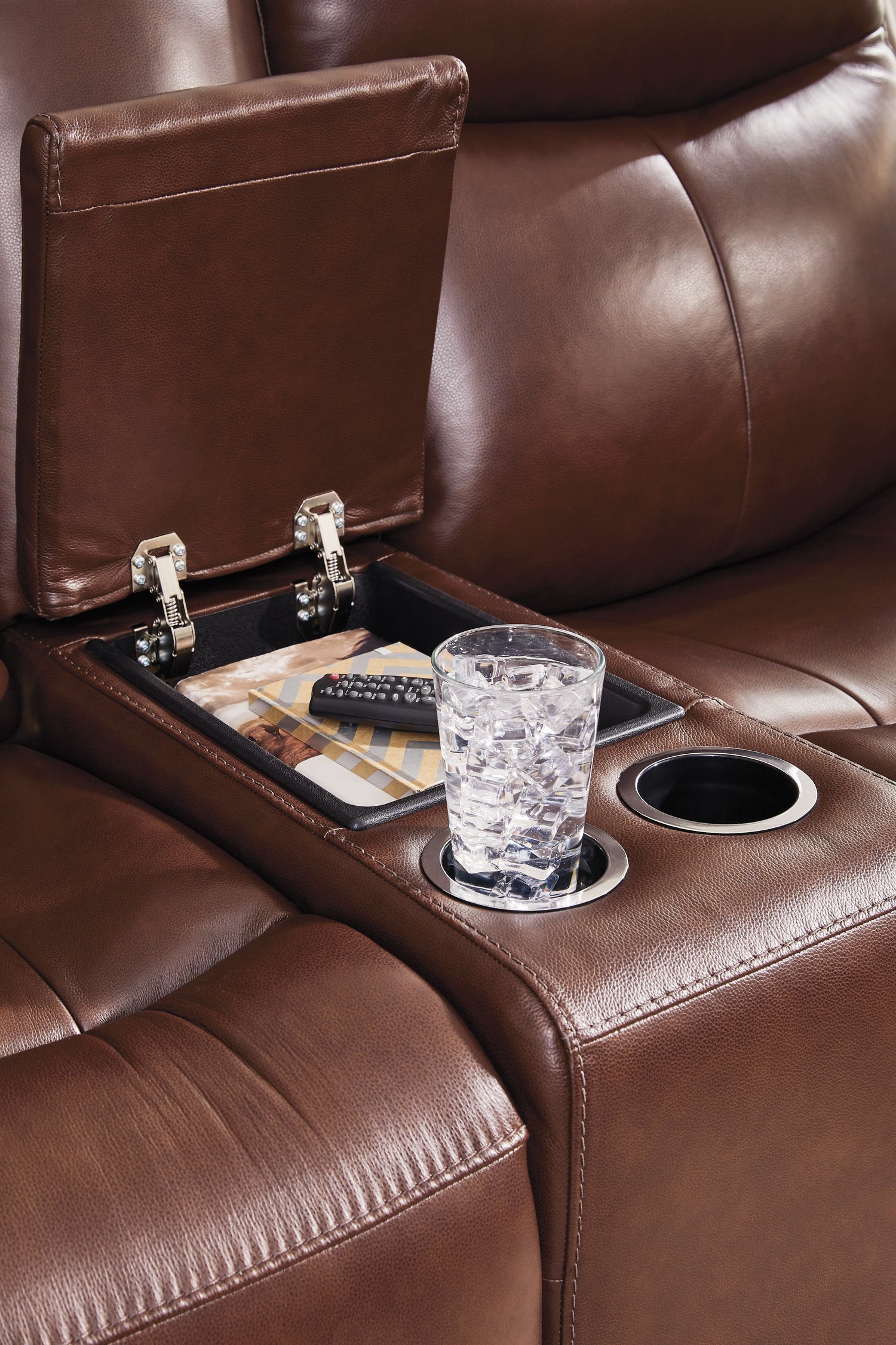 Next Move Mahogany Power Reclining Loveseat with Console - PCU1210218