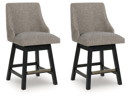 Neymorton Dark Grayish Brown Counter Height Barstool (Set of 2), Set of 2 - D618-224