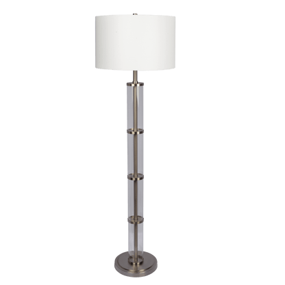 Nimbus Brushed Nickel Floor Lamp with 3-Way Rotary Switch Clear Glass Body  Metal Base - FLL03701101