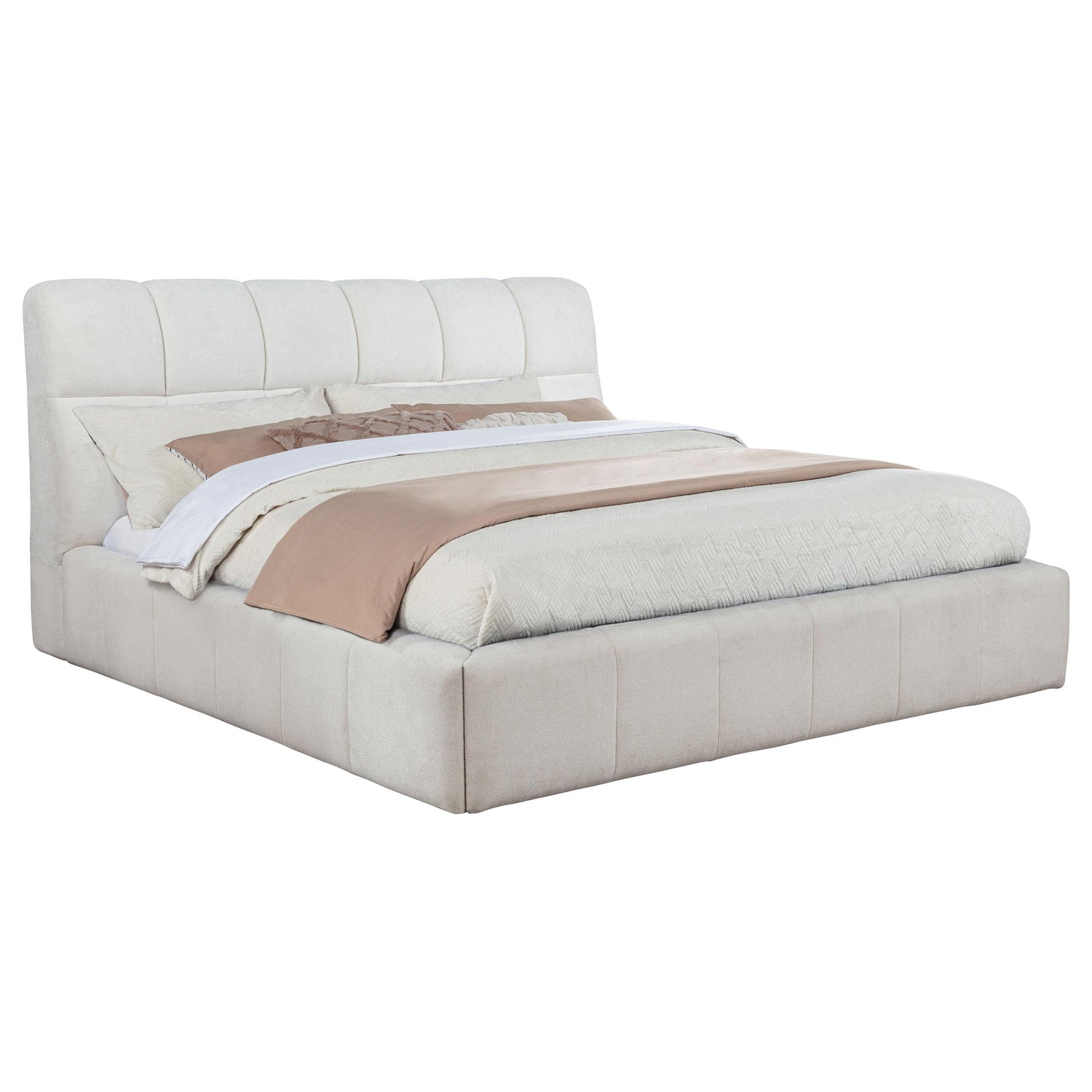 Nollet 48-inch Upholstered California King Platform Bed Cream - 315917CRMKW